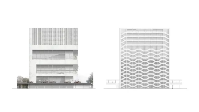 v.l.n.r. Fassade S&uuml;d, Fassade Nord